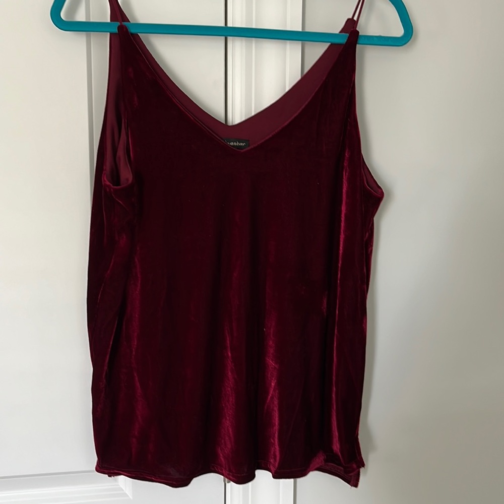 Deep Red Velvet Tank Top // Size M // Worn Once // Perfect for Holiday Party